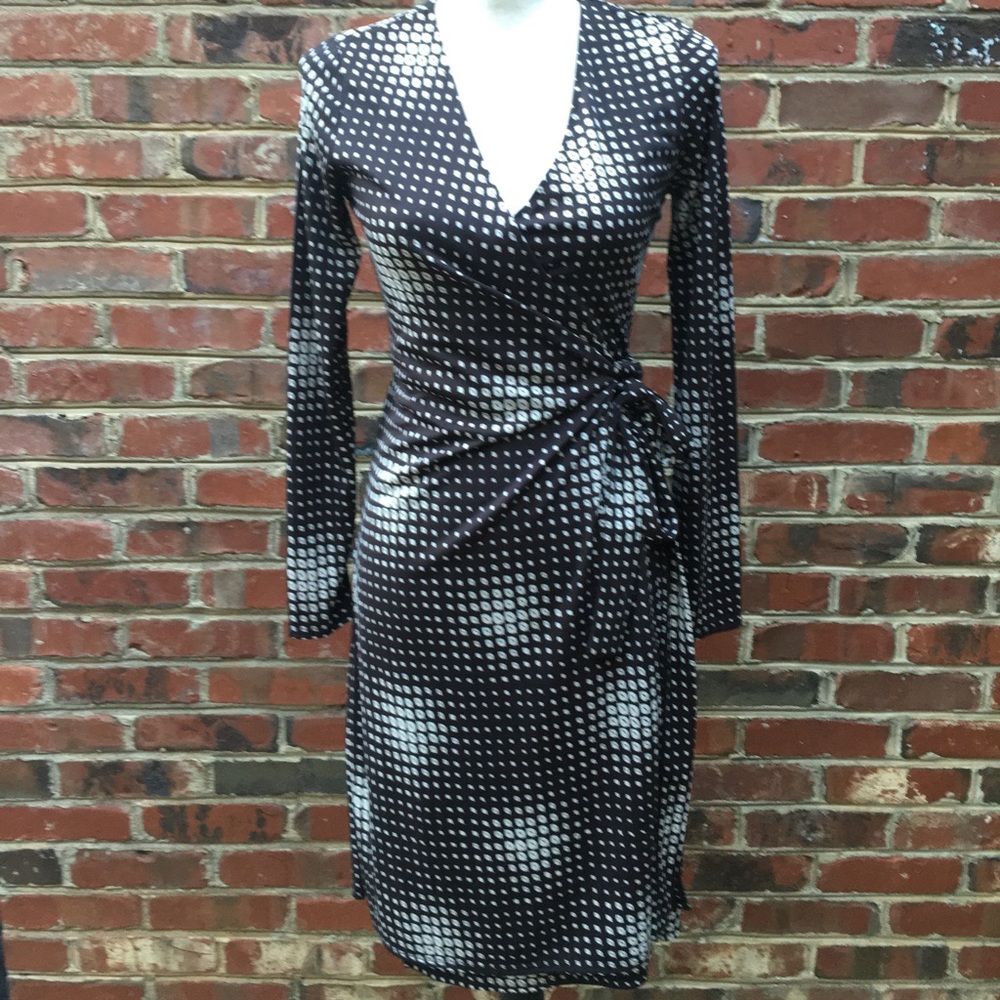 Beautiful Brown/White Wrap Dress